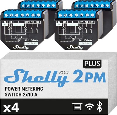 Shelly Plus 2PM | Wlan 2 Kanäle Smart Relais Schalter | Rolladenschalter mit