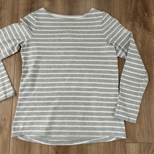 Women’s Joules Size 6 Uk 100% Cotton Grey/White Stripe Long Sleeve Jersey Top - Picture 2 of 9