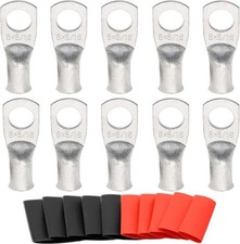 10pcs 8 AWG 5/16 Tinned Copper Ring Terminals UL Listed Battery Cable Lugs