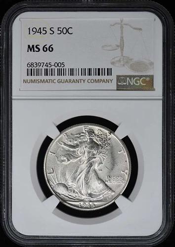 1945-S Walking Liberty Half Dollar 50C NGC MS66