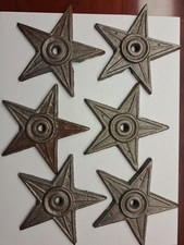 rustic metal, cast iron 5-point star western decoration approx 4.25", set of 6.
