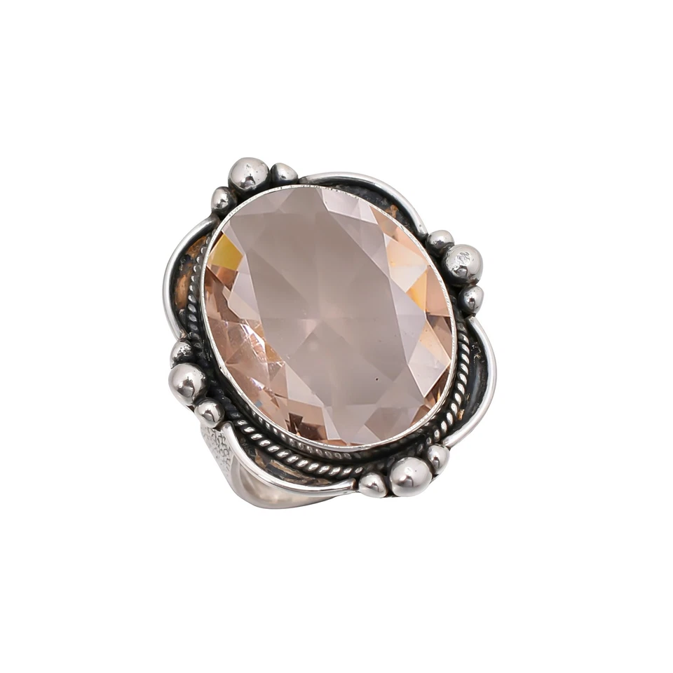 Morganite Gemstone Solid 925 Sterling Silver Cool Ring Bridesmaid Jewelry V8010 - Image 3 of 4