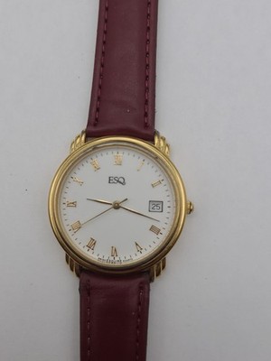 Esquire ESQ Swiss Gold Tone Quartz Date Watch Red Dial New  display picture 3