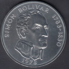 (kj1340) Olbrzymia srebrna moneta Simon BOLIVAR 1973