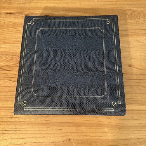 Vintage Blue Photo Album Three Ring 100 Self Stick Pages