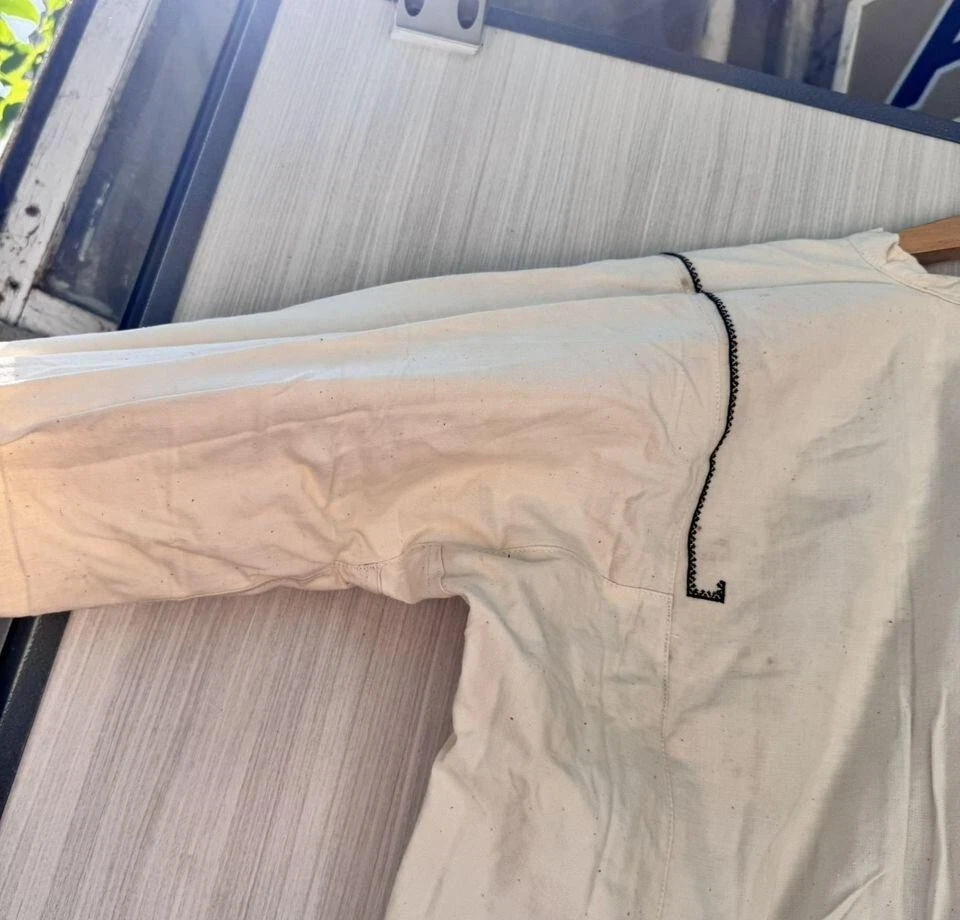 Vestido Vintage Mezcla Lino Hecho a Mano Bordado Ropa Étnica 45"L Talla XL Regalo Foto 3 de 4