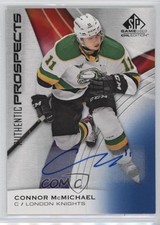 2019-20 Upper Deck SP Game Used CHL Edition Blue Connor McMichael #55 Auto 6eg