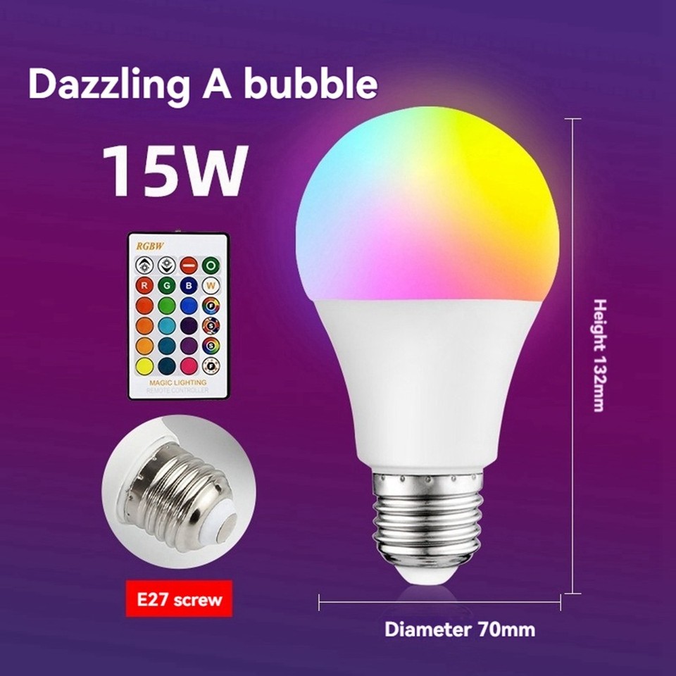 Led Light Bulb E27 Screw Bulb Lamp Dimming Remote Control with
