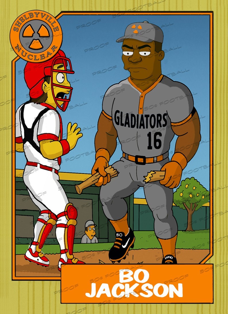 Bo Jackson Simpsons Softball Team Custom Trading Card Bo Knows the