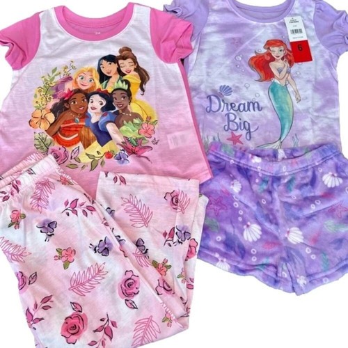 Disney Girls Pajamas Little Mermaid Princess 4 piece Size 6 NWT - Picture 3 of 4