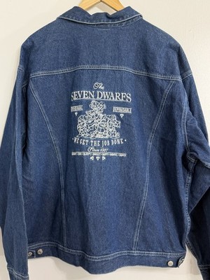 Vintage Disney Snow White The Seven Dwarves Embroidered Denim Jean Jacket XL