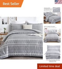 Elegant Grey Boho King Comforter Set - 3-Piece Ultra-Soft Bedding Collection