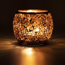Scented Candle Holder Mosaic Glass Tea Light Holder,Handmade Romantic Glass T...