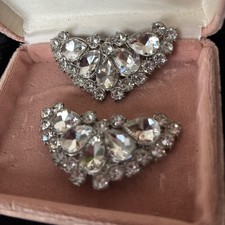 Rhinestone Lg BUTTERFLY Shape Stones StatementShoe Clips Glamorous Footwear New