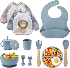 Set Pappa Svezzamento, Set Di 12 Piatti per Bambini,Ventosa Ciotola E Cucchiaino