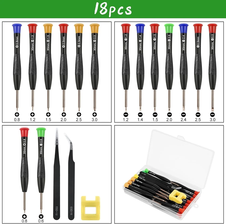 Glasses Screwdriver, 18PCS Precision Micro Repair Screwdriver Set with 2PCS Twee - Image 3 of 4