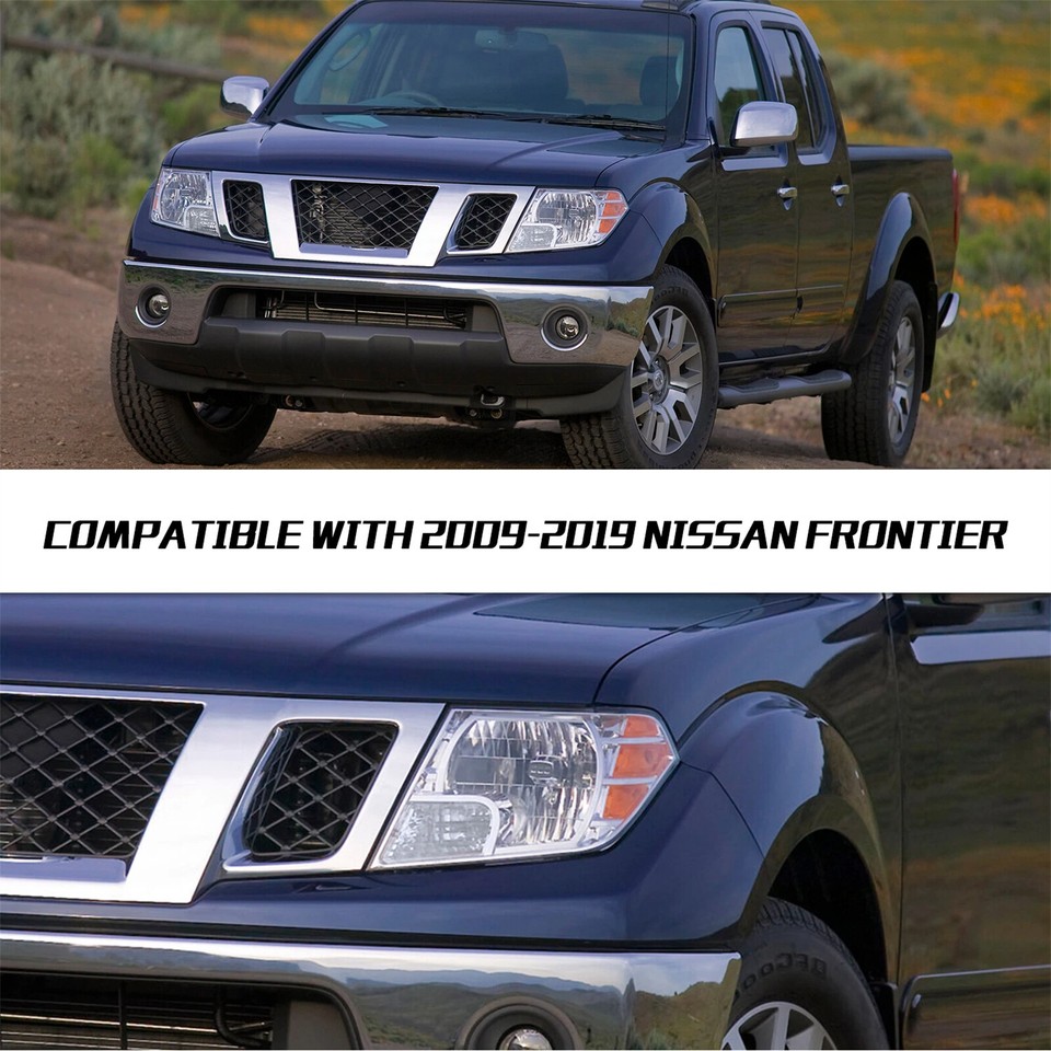 Headlights Assembly For 2009-2021 Nissan Frontier 4-Dr Chrome Housing ...