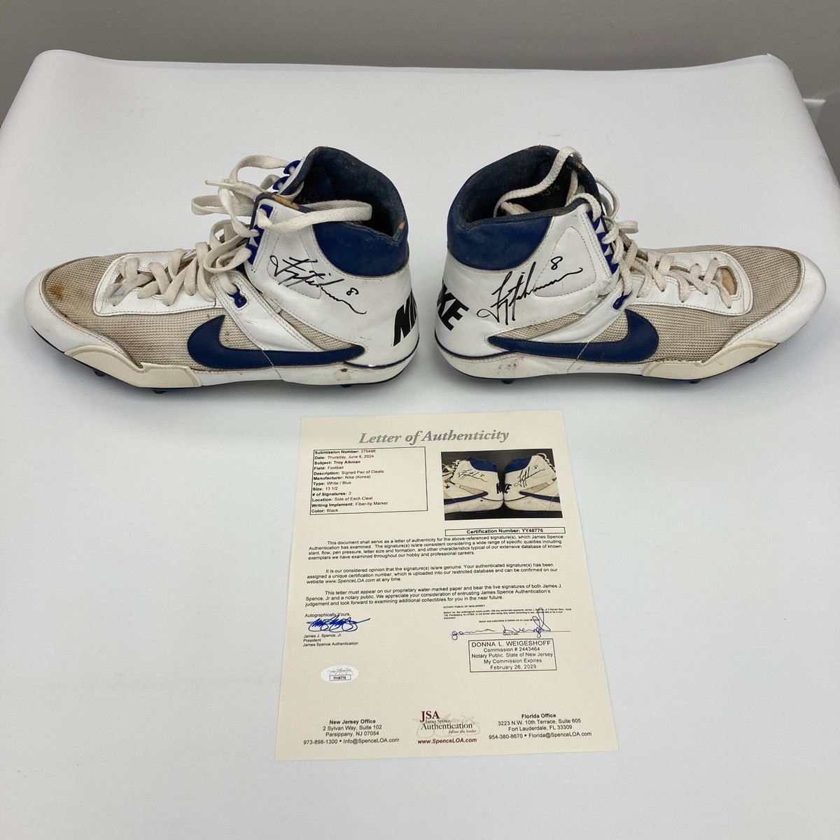 Troy Aikman Signed Dallas Cowboys 1990's Game Used Cleats Sneakers