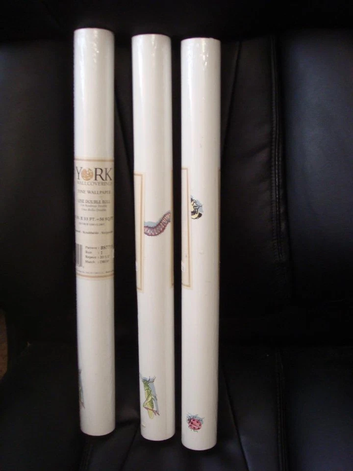 Papel pintado York 3 rollos insectos blanco BS7715 saltamontes escarabajo mariposa Foto 2 de 4