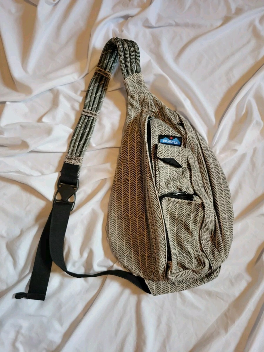 Kavu Rope Sling Bag Chevron Black White Backpack Crossbody