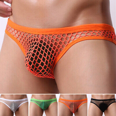 Sexy Men Sheer See Through Boxer Briefs Mesh Underwear Shorts Trunks  Underpants 