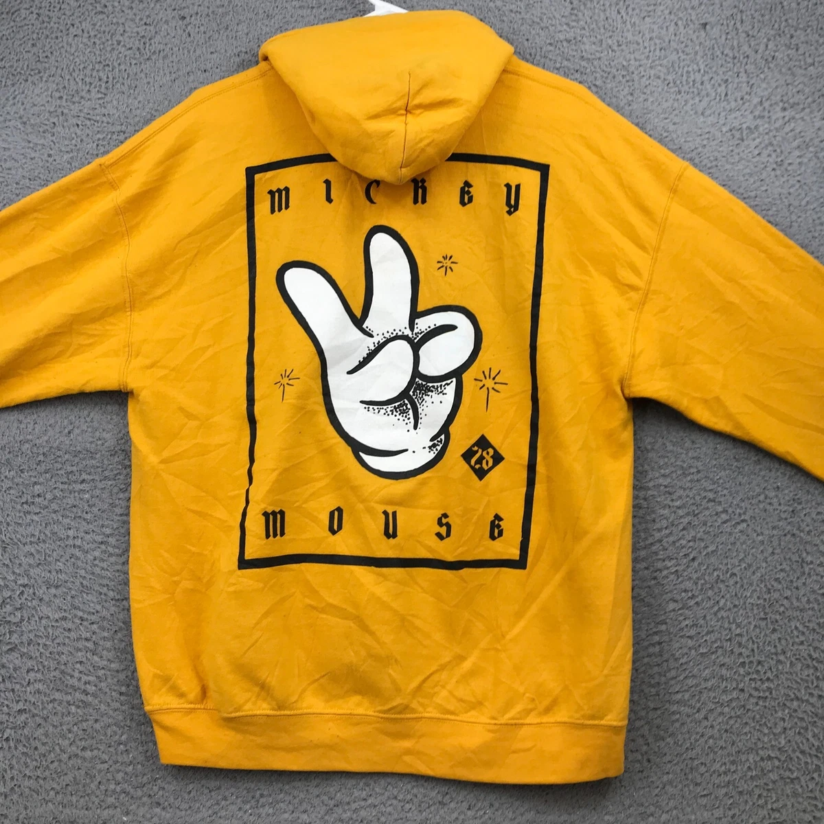 Disney x Neff Sweater Adult Large Yellow Mickey Mouse Hands Hoodie 37238