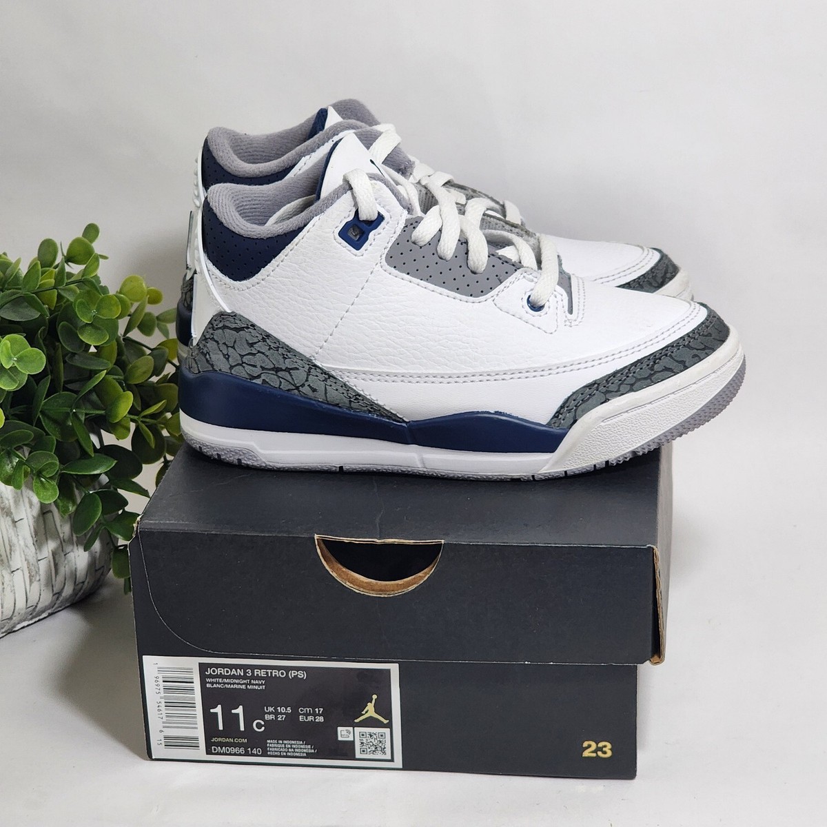 【新品・箱付】AIR JORDAN 3 RETRO PS 22cm Nike Air Jordan 3 Retro PS GS White Midnight Navy - Size 11
