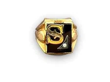 Ostby Barton Black Onyx And Diamond Ring Art Deco Signed OB 10K , SZ 10.75 6.6G