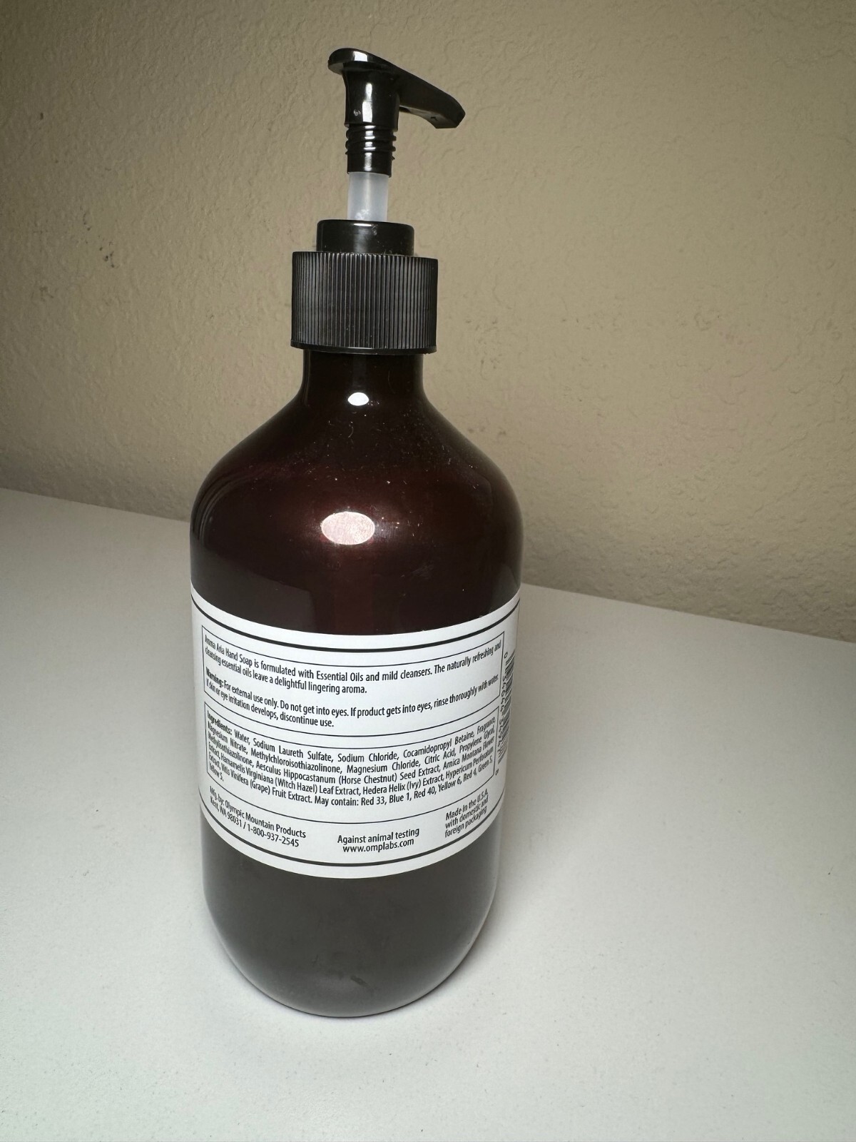 Aroma Aria Verbena Basil Hand Soap Wash W/essential Oils 16.9 FL Oz for