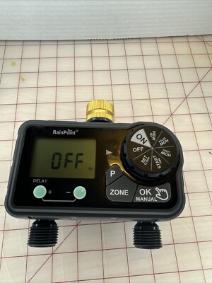 Rainpoint 2-Zone Digital Sprinkler Timer Hose Water Timer ITV201P Delay AAA USED