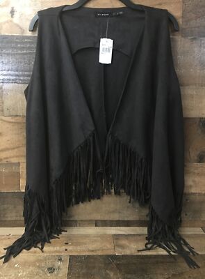 NWT Blu Pepper Faux Suede Vest Women Small Boho Fringe Western Cowgirl Cosplay