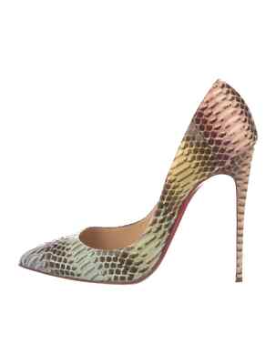 CHRISTIAN LOUBOUTIN Neutrals So Kate 120 Python Pumps SZ Good Cond  &Bag