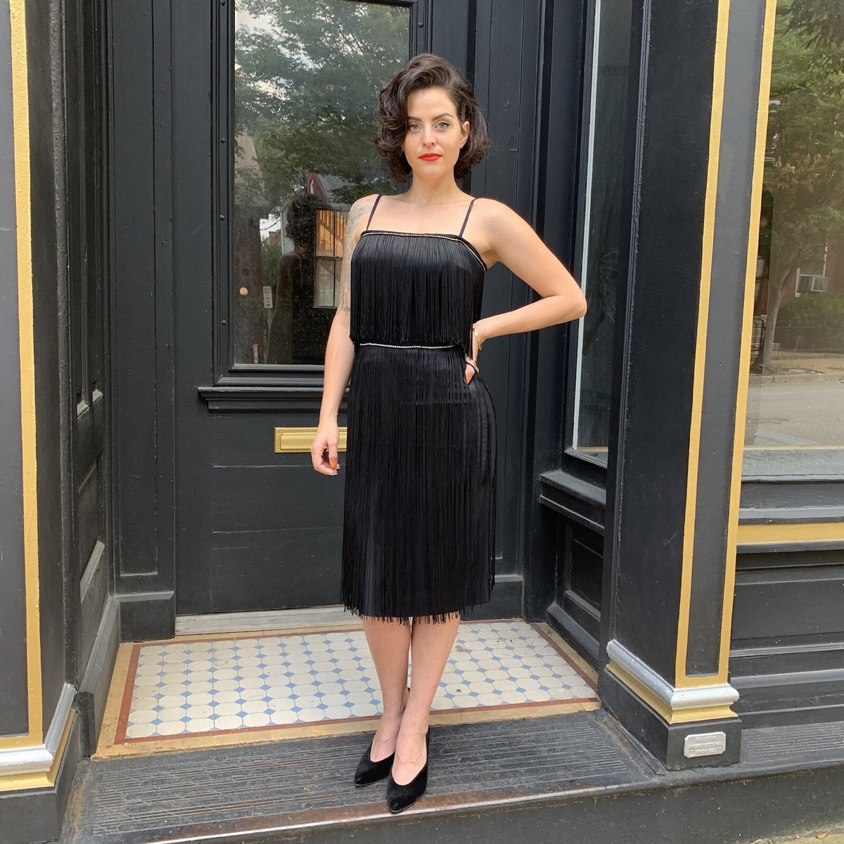 black wiggle dress Unique Vintage Plus Size 1960s Black Criss Cross Halter Penelope Wiggle Dress