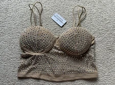 Windsor Beaded Rhinestone Embellished Cropped Bustier Corset Crop Tank Top Nude