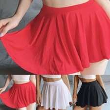 Women's High-Waist Skater Skirt Flared Pleated Stretch Short-Skirt Dress