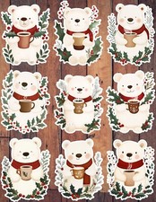 Christmas Polar Bear Vinyl Die Cut Stickers Set Scrapbooking Laptop Waterbottle