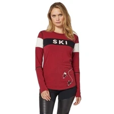 Alp-n-Rock NWT XS/S Top Retro Apres Ski Top Red Embroidered Organic MSRP$188!