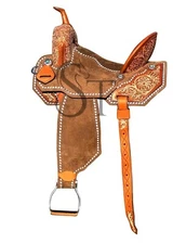 Western Horse Saddle Barrel Racing Cowhide Leather Equestrian Tack Set 10" - 18"