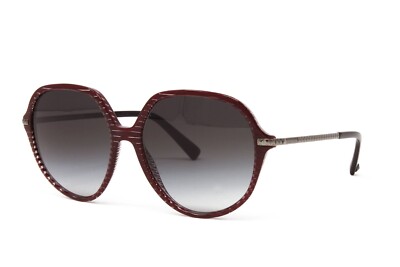 Valentino Sunglasses Women's Round VA4099F 51918G Striped Red Black 57mm NEW!