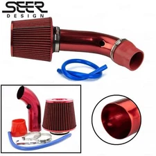 Aluminum Car Cold Air Intake Filter 3'' Power Flow Hose Induction Pipe Kit Red