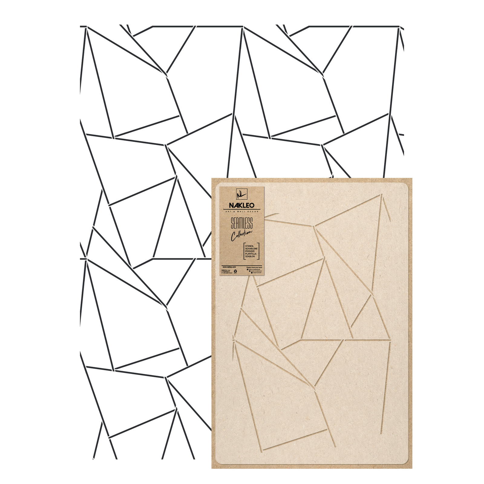 Pochoir plastique réutilisable pour motif géométrique continu LIGNES #3 en grand format