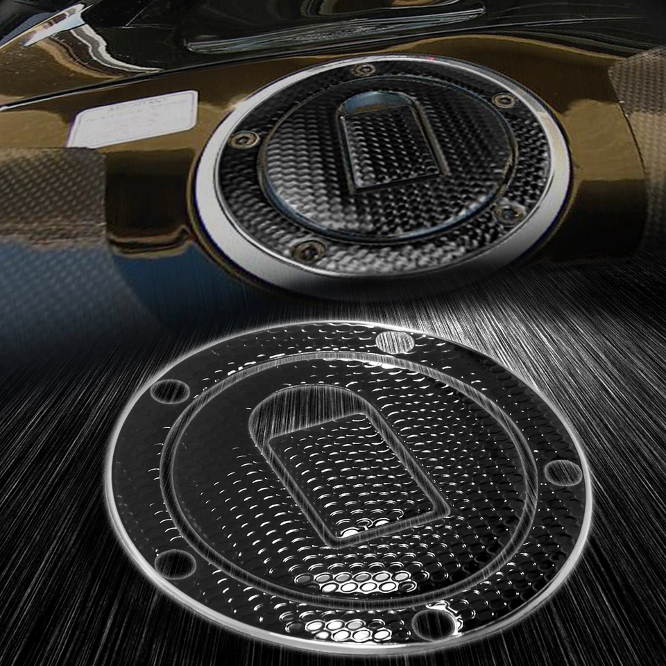 Gas Tank Fuel Cap Cover Decal Pad 04-05 Ninja ZX10R/ZX6R/ZX9 Chrome Silver+Black - Imagem 2 de 4