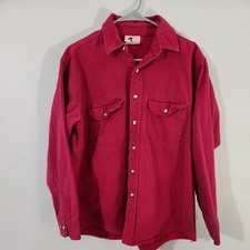 Vtg American Edition Long Sleeve Button Up Flannel Shirt L Red