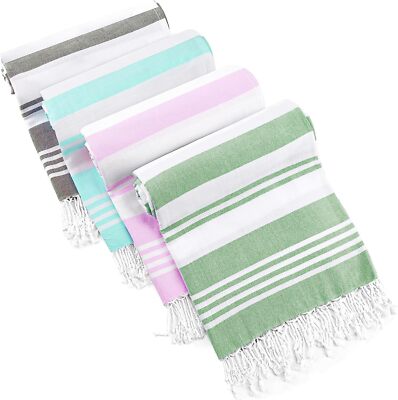 4 Pack Turkish Beach Towel (40 x 72 Inches)  100% Cotton Oversized Utopia Towels