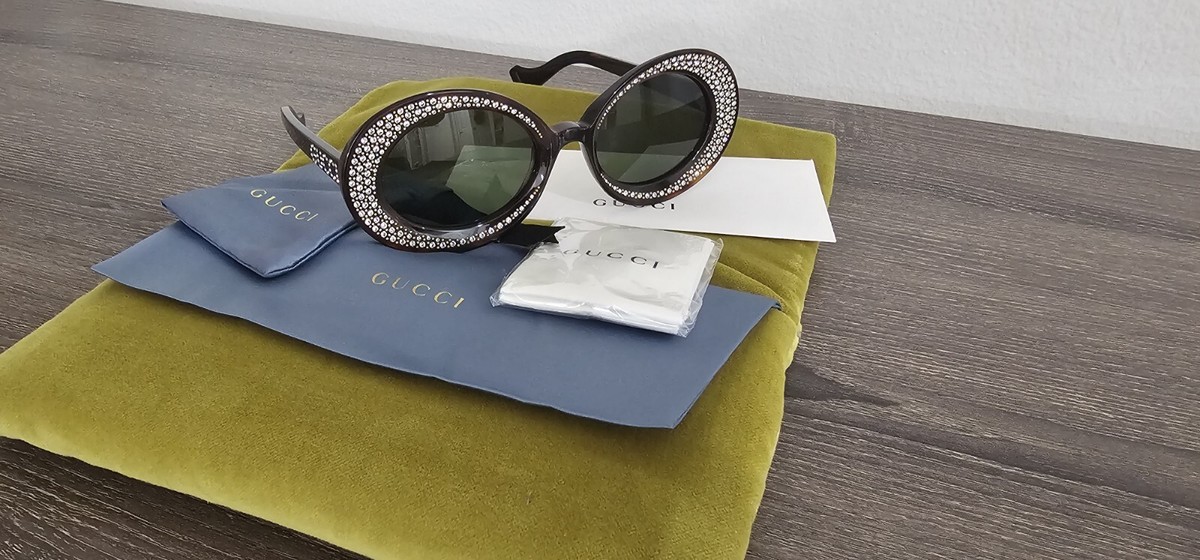 GUCCI Special Edition Crystal Studded Oval Frame Sunglasses Gucci Special Edition Crystal Studded Oval Frame Sunglasses  main image 2