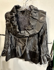 Jerry T Women's Evening Blazer Jacket Sz M Silver Irridescent Peplum Cocktail