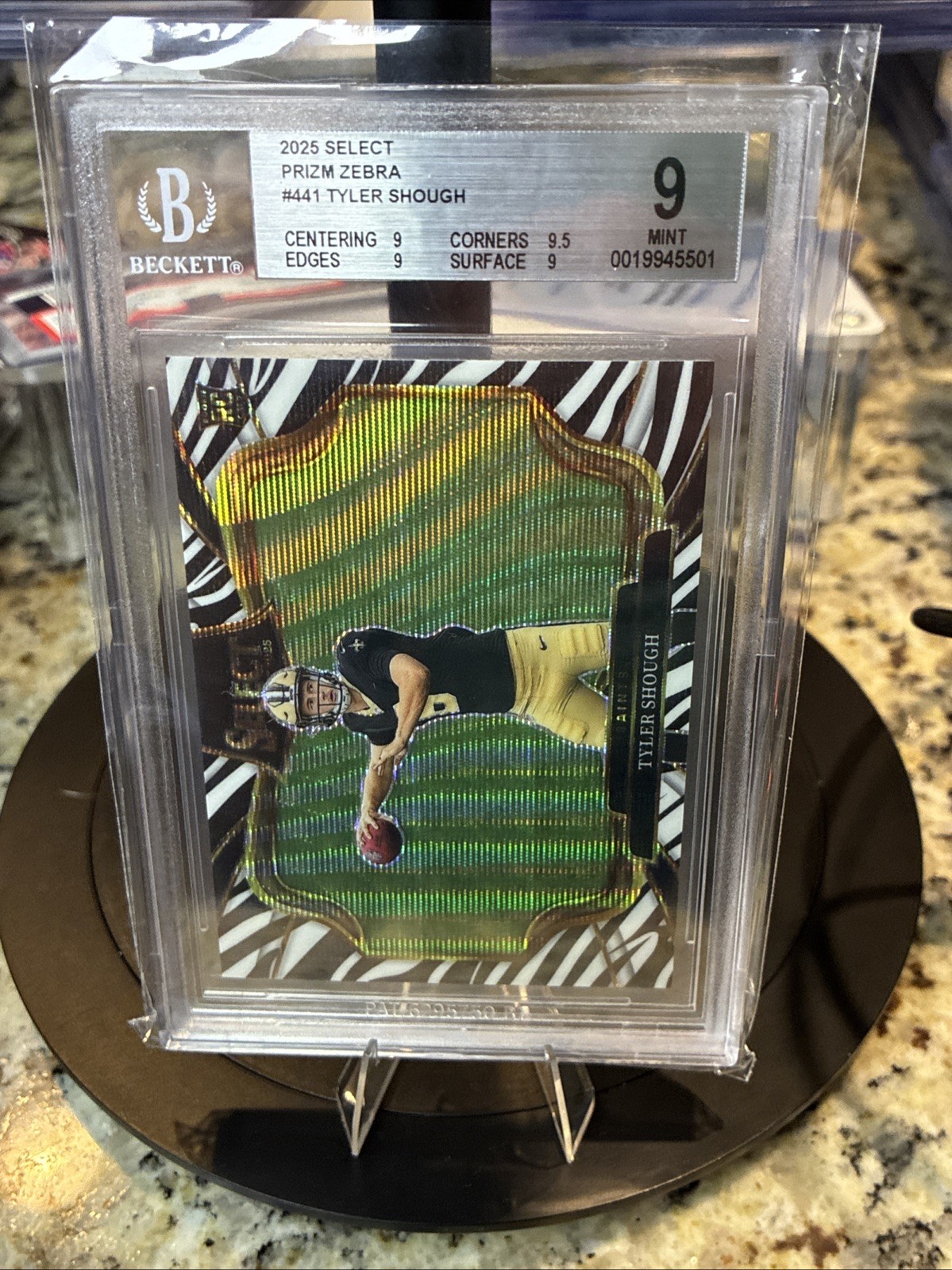 2025 Panini Select Tyler Shough RC Field Level Zebra SSP - -Saints