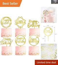 Versatile 6-Pack Gold Acrylic Cake Toppers - Stunning Happy Birthday D cor