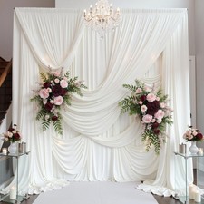 10x15ft Ivory Backdrop Curtain 2 Panels Wrinkle Free Polyester Photo Drapes