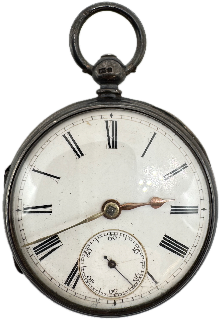 Antique Webster Swing Out Key Wind Fusee Pocket Watch in .800 Silver with Dust Cover
